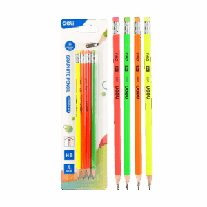 Lápiz de Grafito HB Neón Scribe-Deli Blister de 4und