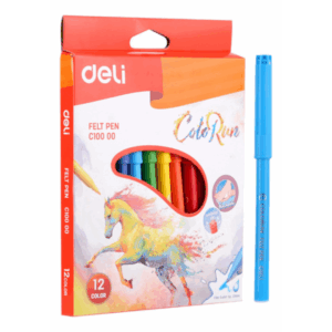 Marcadores lavables punta 2.0mm Color Run Deli caja 12 colores