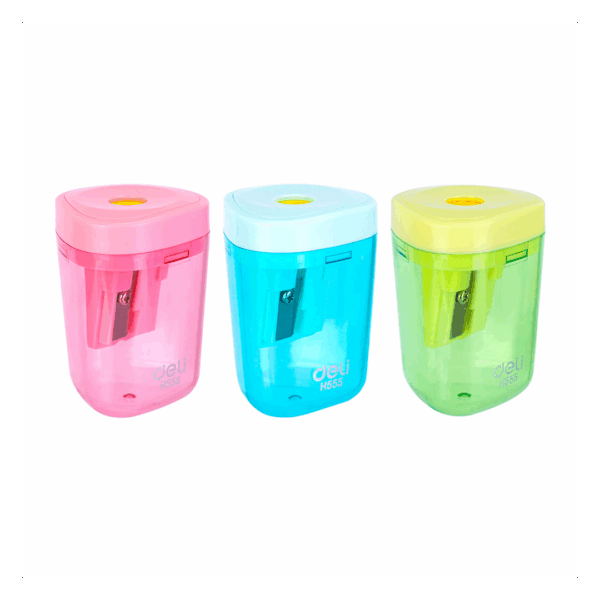 Sacapuntas Plástico 1 hueco c/recipiente Deli en blister